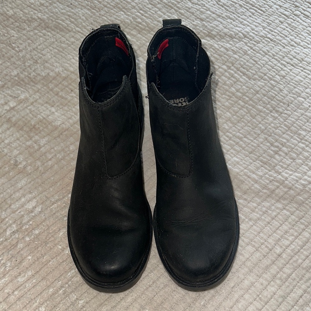 SOREL Black Leather Ankle Boots